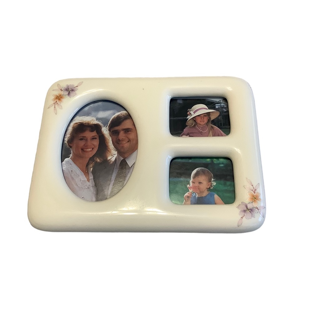 Vintage Fetco Ceramic Collage Frame w/ floral accents 1984 Taiwan